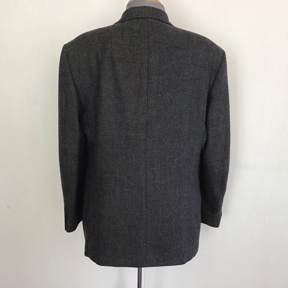 Stafford Vtg Gray Barleycorn Tweed Lambswool 3 Button Notch Collar Blazer 42 S - Picture 5 of 15